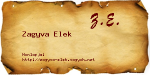 Zagyva Elek névjegykártya